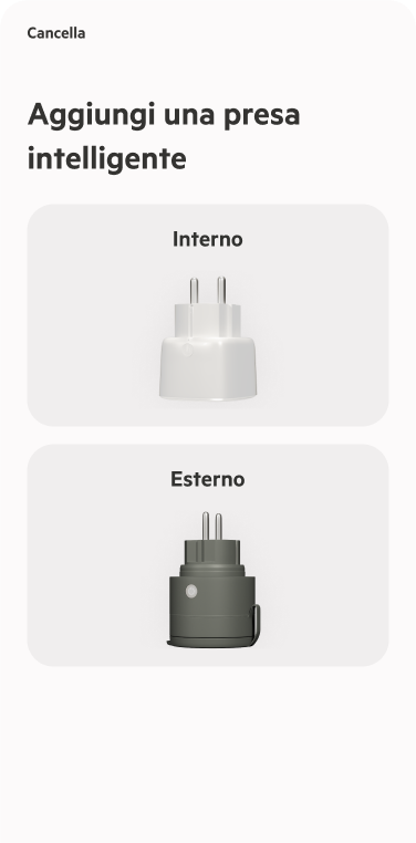 Smart plug pairing selection - Language=IT